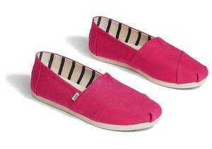 TOMS Women's Alpargata Bright Fuchsia Canvas Slip-On Shoes, Size 8.5
